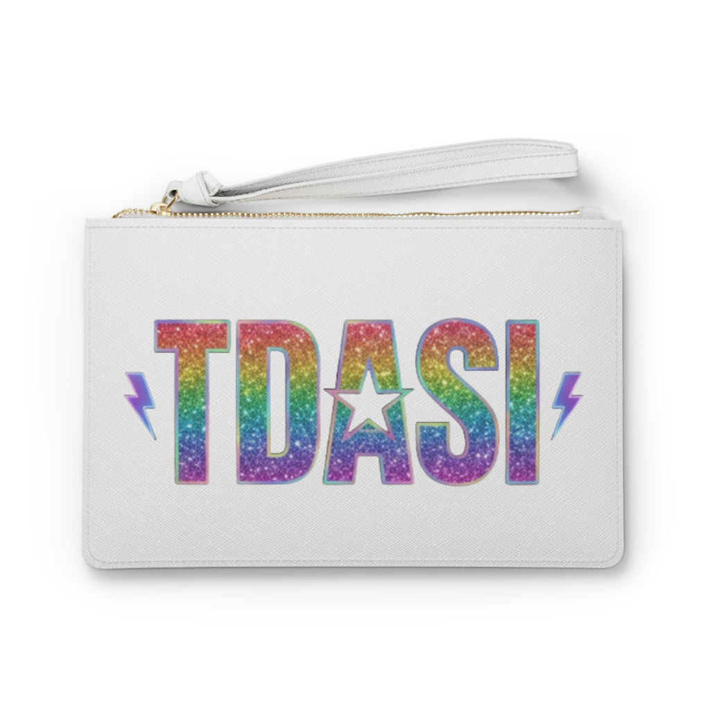 TDASI Rainbow Glitter Clutch Bag — Sparkle Star Wristlet with Lightning Accents