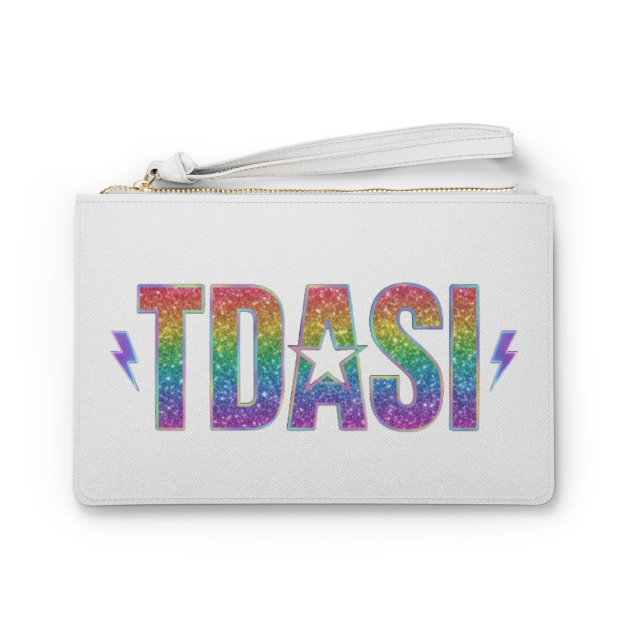 TDASI Rainbow Glitter Clutch Bag — Sparkle Star Wristlet with Lightning Accents