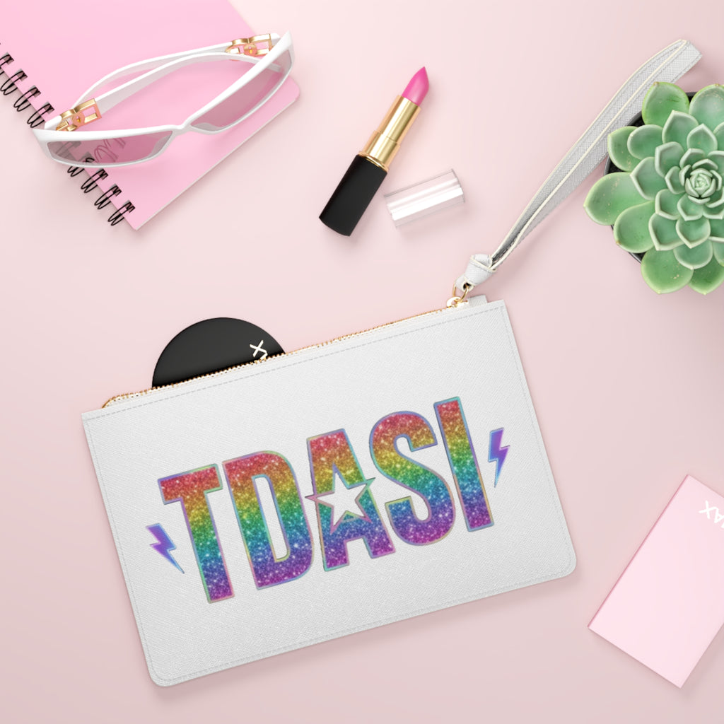TDASI Rainbow Glitter Clutch Bag — Sparkle Star Wristlet with Lightning Accents