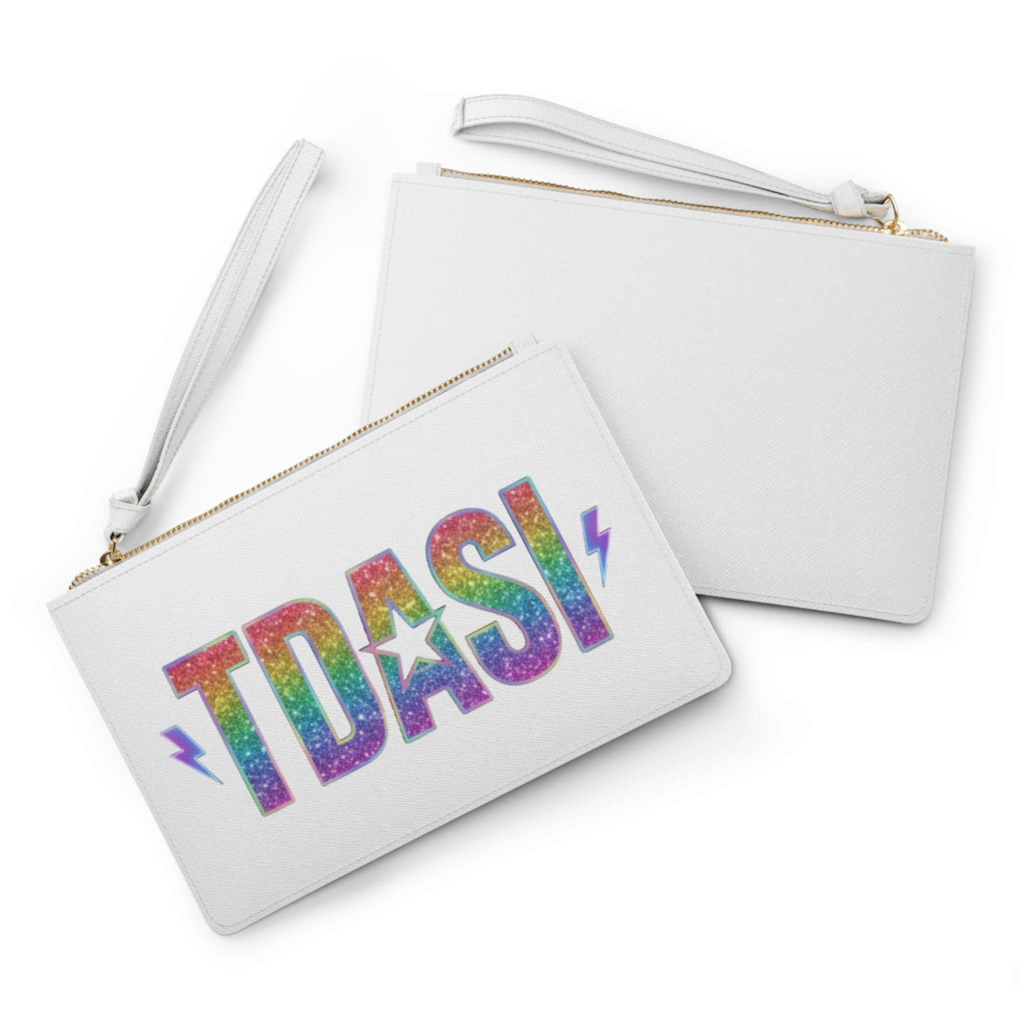 TDASI Rainbow Glitter Clutch Bag — Sparkle Star Wristlet with Lightning Accents