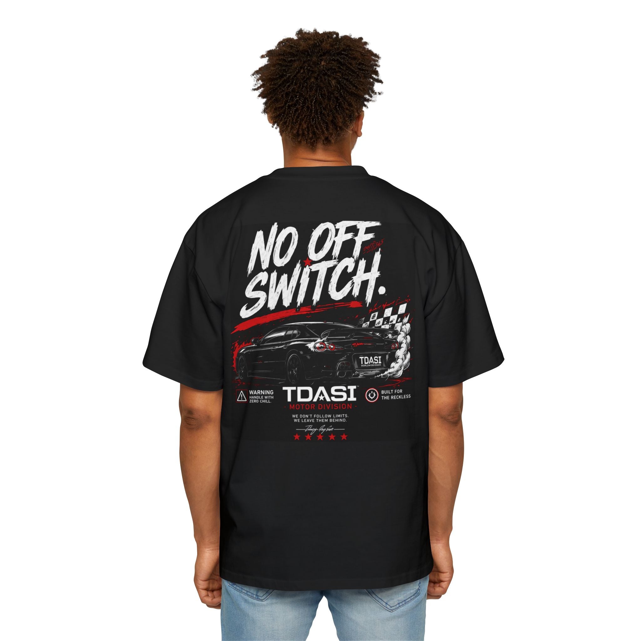 No Off Switch Tee — Racing Graphic Oversized Men’s T‑Shirt
